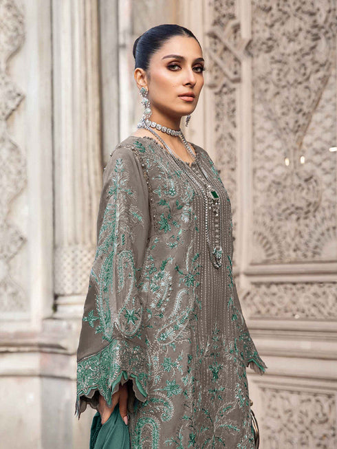 Dark Beige Rayon Pant Suit 199218 Closure View