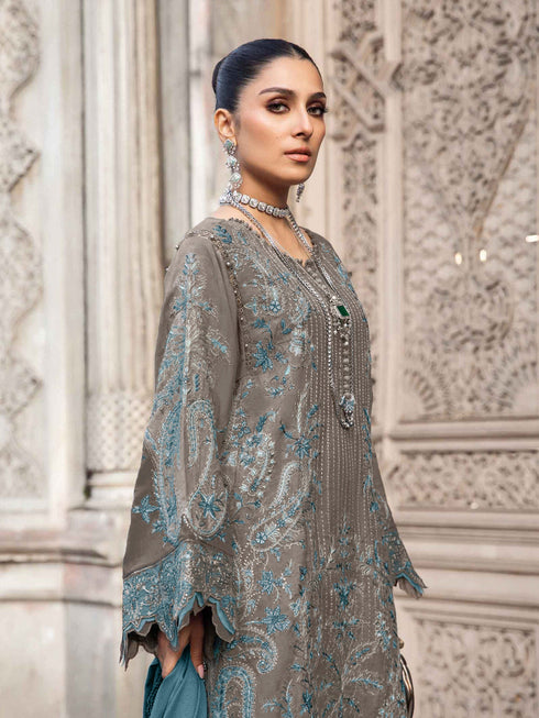 Dark Beige Rayon Pant Suit 199219 Closure View