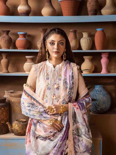 Peach Heavy Cotton Pant Suit 199334 Closure View