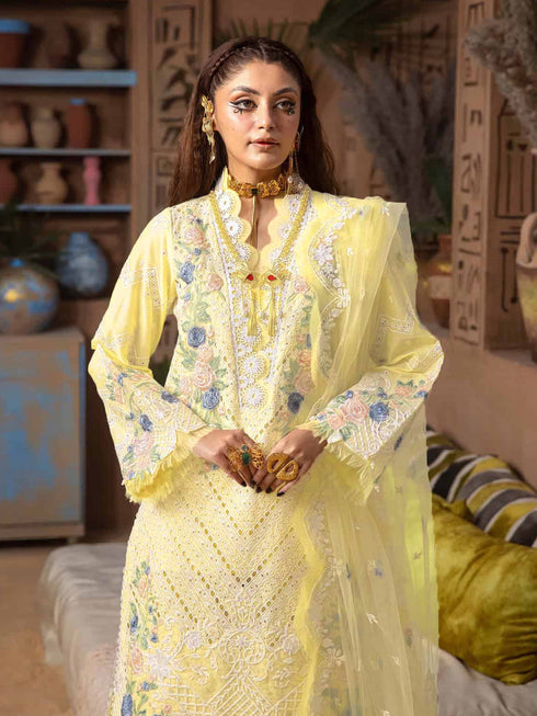 Light Yellow Heavy Cotton Pant Suit 199339 Closure View