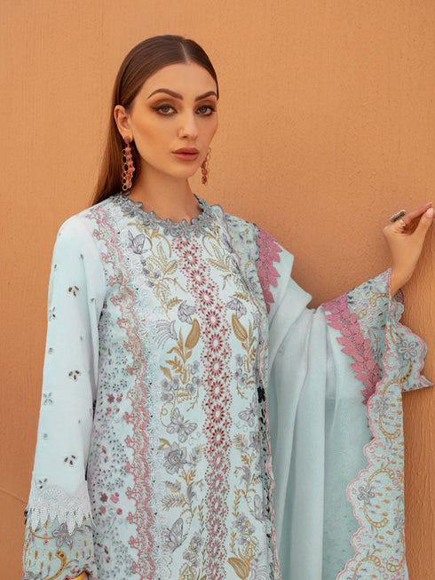 Sky Blue Heavy Cotton Pant Suit 199342 Closure View