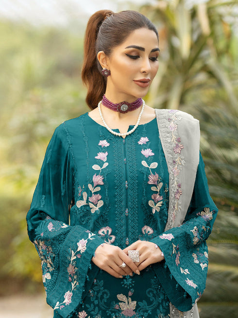 Rama Green Georgette Pant Suit 199347 Closure View