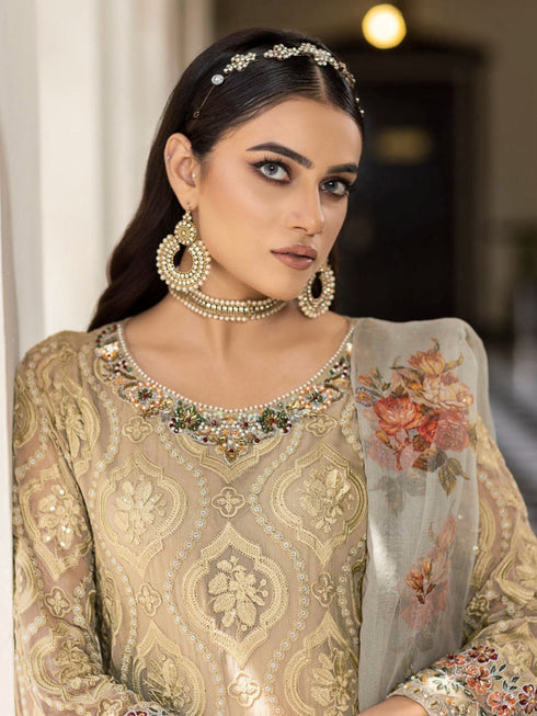 Biege Georgette Pant Suit 199350 Back View