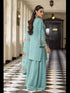 Aqua Blue Georgette Pant Suit 199353 Closure View
