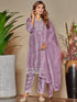 Lavender Heavy Organza Pant Suit 199354 Closure View