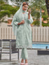 Dusty Aqua Heavy Organza Pant Suit 199360 Closure View