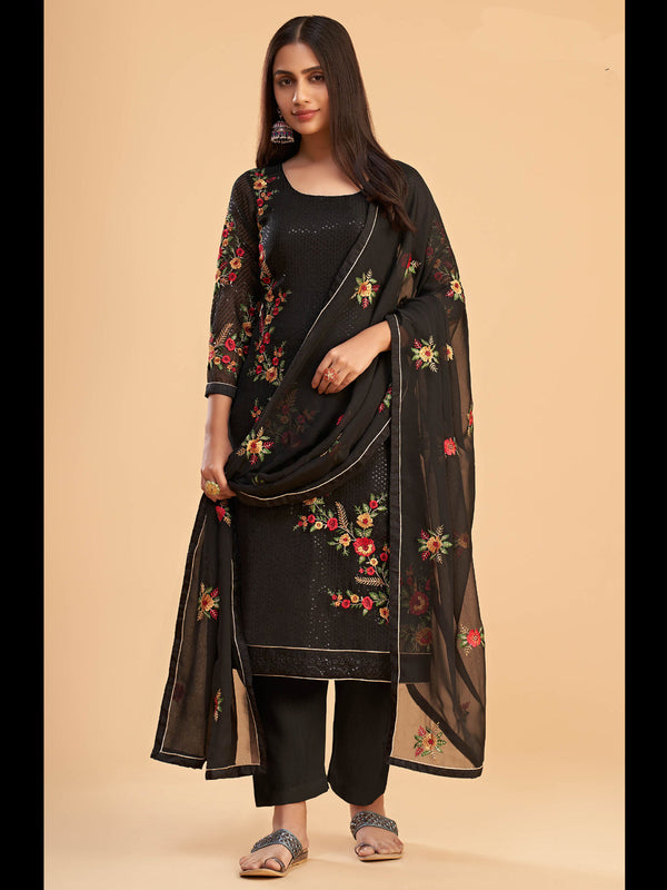 Black Georgette Pant Suit 199467