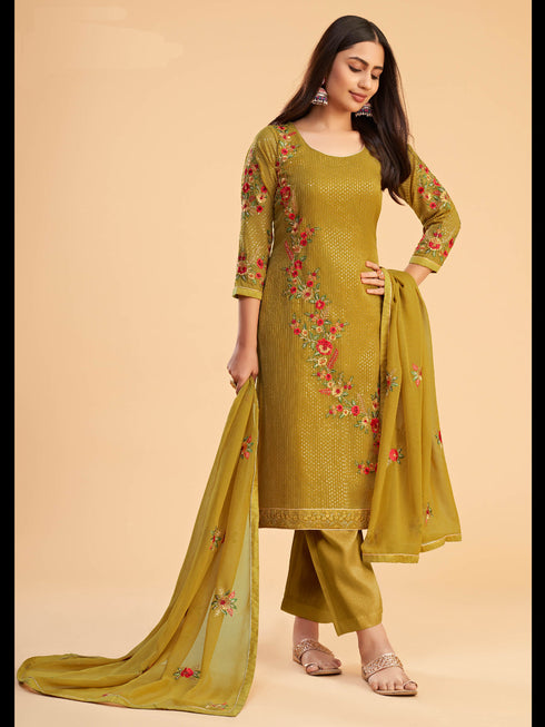 Mustard Georgette Pant Suit 199468