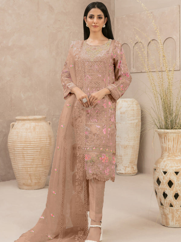 Light Brown Heavy Organza Pant Suit 199570