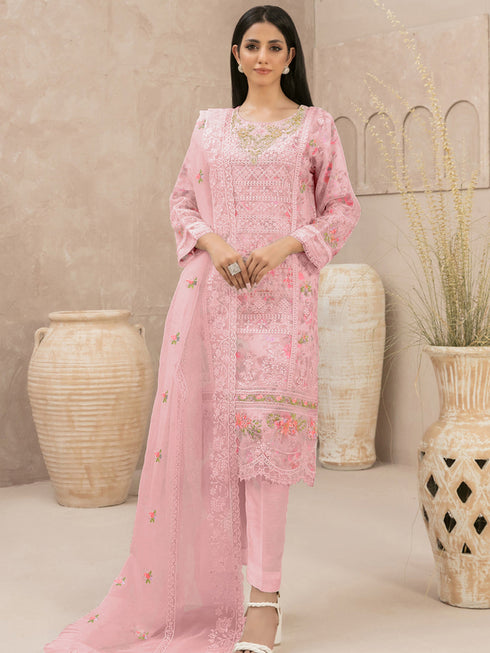 Light Pink Heavy Organza Pant Suit 199571