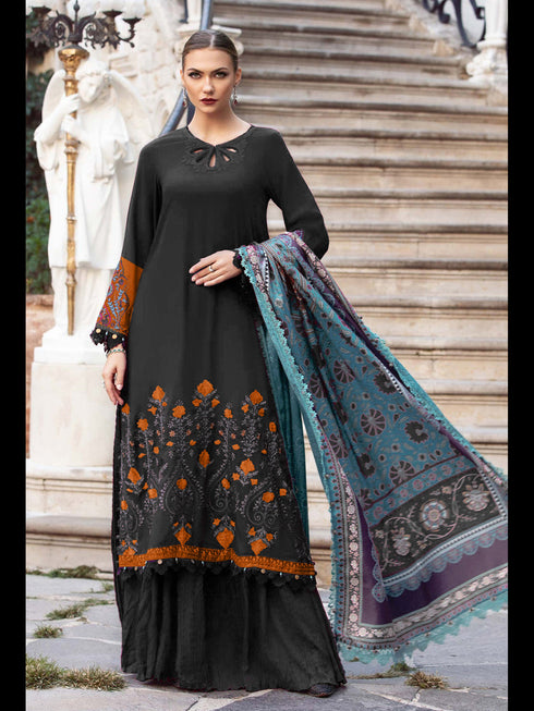 Black Rayon Palazzo Suit 199768