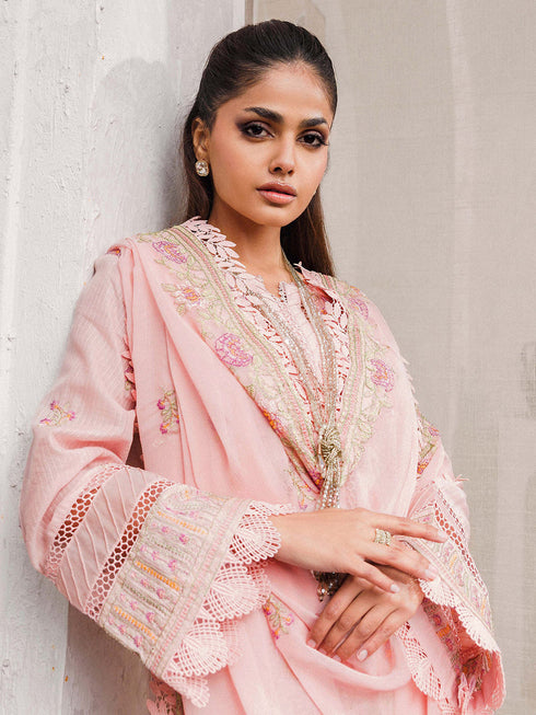 Pink Heavy Cotton Palazzo Suit 199773 Back View