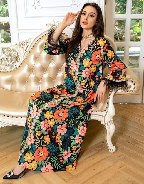 Feathery Flair: A Casual Abaya for All Seasons