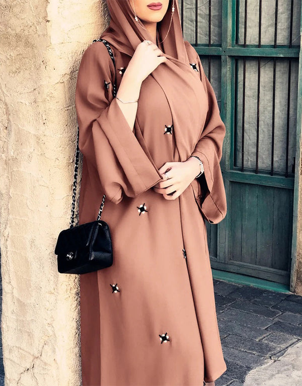 Flowing Elegance: Open Abaya Kimono, a Dubai-Turkey Fusion Kaftan for Muslim Women