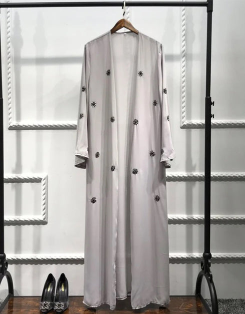 Sparkling Elegance: Diamond-Adorned Chiffon Abaya with Detachable Belt