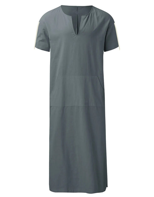 Summer Breeze Thobe: Short Sleeve Kaftan for Casual Muslim Style