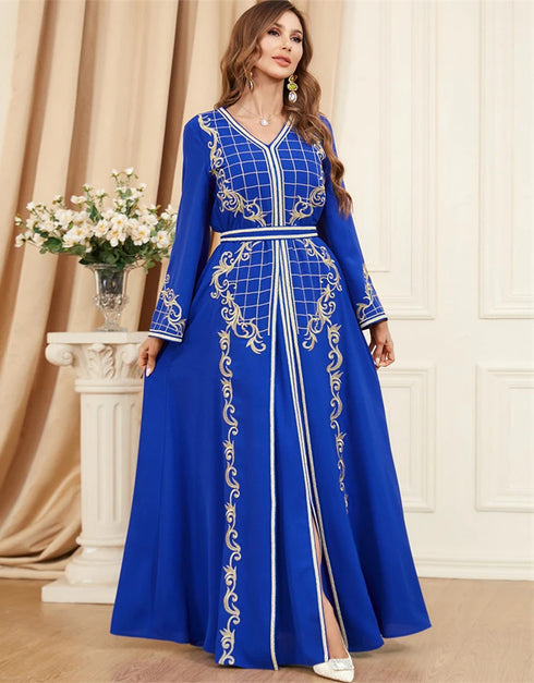 Graceful Ramadan Ensemble: Long Front Open Abaya Set for Muslim Women