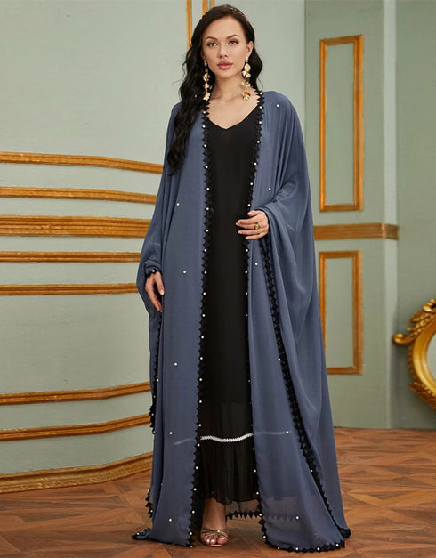 Layering Perfection: Detachable Lace Abaya Cardigan