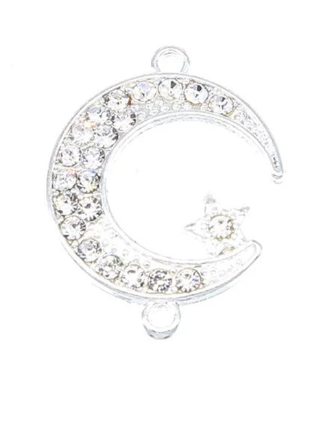 Islamic Elegance Unveiled: 6-Piece Collection of Silver Allah Charms, Muslim Crescent Moon Connectors - Perfect Accessories for Exquisite Islamic Jewelry