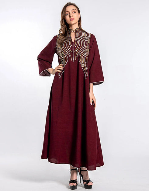 Exquisite Embroidery: Dubai Kaftan Abaya, a Stylish Muslim Dress from Turkey