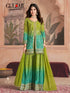 Green Sharara style Suit Readymade Designer Salwar Suit Salwar Kameez in Jari Sequence,Mirror Embroidery With Digital Work Closure View
