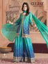 Blue Sharara style Suit Readymade Designer Salwar Suit Salwar Kameez in Jari Sequence,Mirror Embroidery With Digital Work Closure View