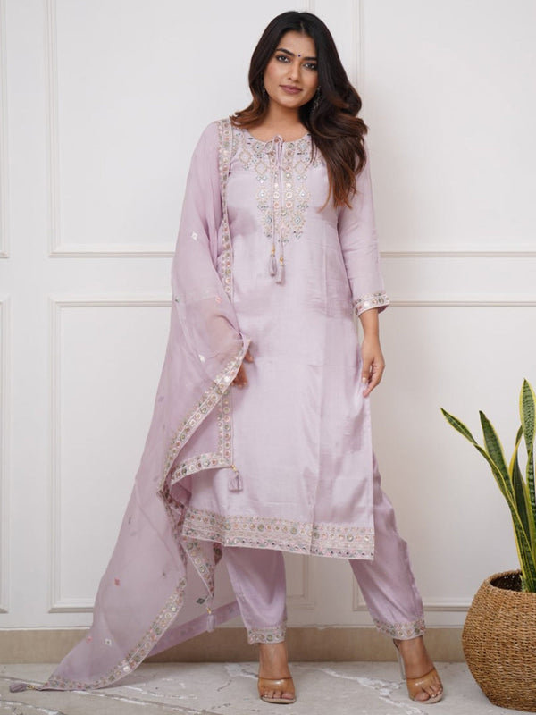 Viscose Chanderi Onion Pink Suit Suit Pant Bottom