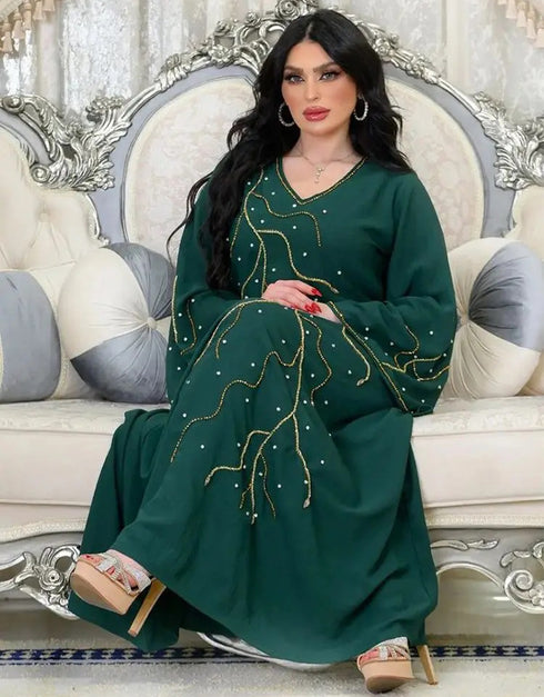 Sparkling Elegance: Diamond-Adorned Abaya for Everyday Comfort