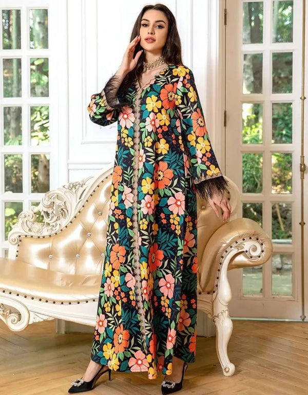 Feathery Flair: A Casual Abaya for All Seasons