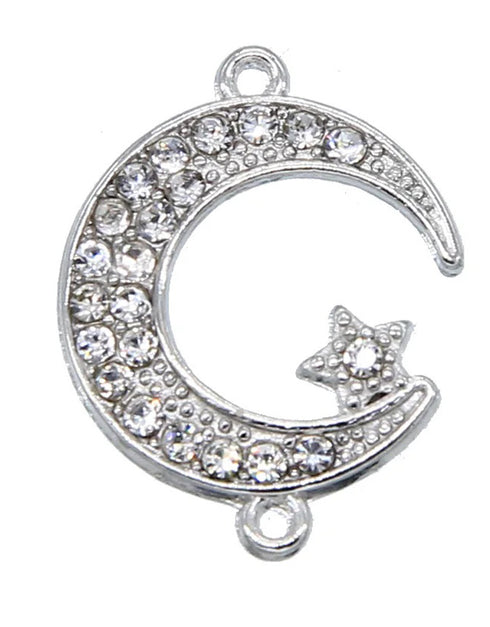 Islamic Elegance Unveiled: 6-Piece Collection of Silver Allah Charms, Muslim Crescent Moon Connectors - Perfect Accessories for Exquisite Islamic Jewelry