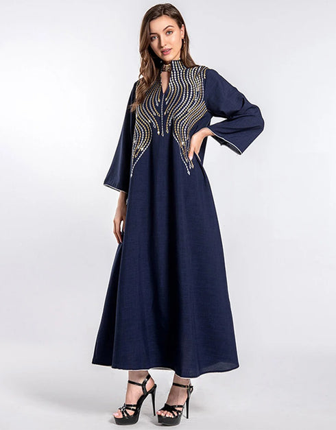 Exquisite Embroidery: Dubai Kaftan Abaya, a Stylish Muslim Dress from Turkey