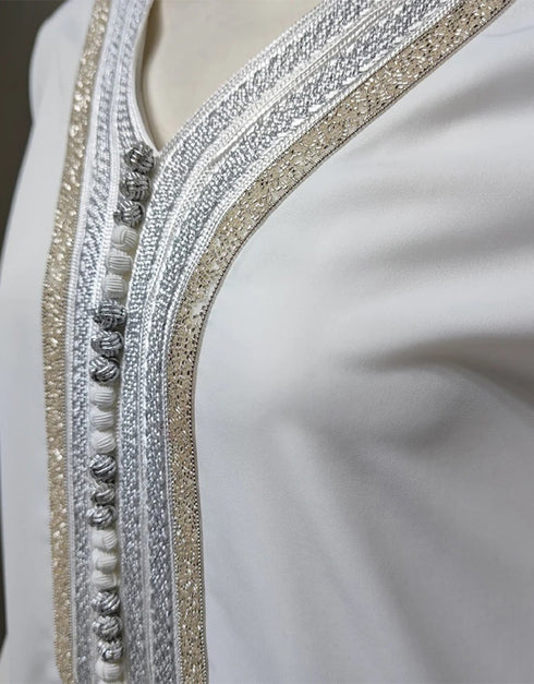 Pure Elegance: White Kaftan Abaya Set from Dubai and Turkey