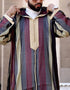 Patchwork Striped V-Neck Long Sleeve Jubba Thobe for Men with a Muslim Twist