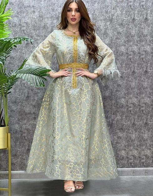 Feathery Fiesta: Unleash Your Inner Showstopper Abaya