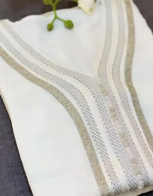 Pure Elegance: White Kaftan Abaya Set from Dubai and Turkey