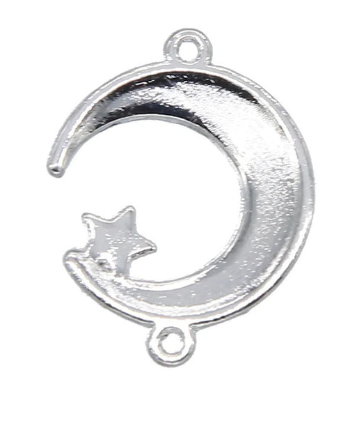 Islamic Elegance Unveiled: 6-Piece Collection of Silver Allah Charms, Muslim Crescent Moon Connectors - Perfect Accessories for Exquisite Islamic Jewelry