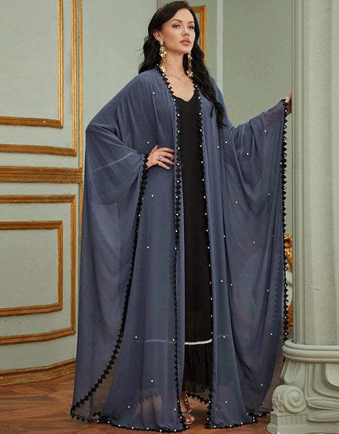 Layering Perfection: Detachable Lace Abaya Cardigan