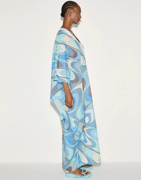 Sky Blue Cotton Blend Gown