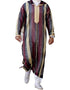 Patchwork Striped V-Neck Long Sleeve Jubba Thobe for Men with a Muslim Twist