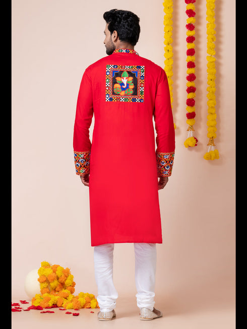 Red Kurta Heavy Rayon Churidar Closure View
