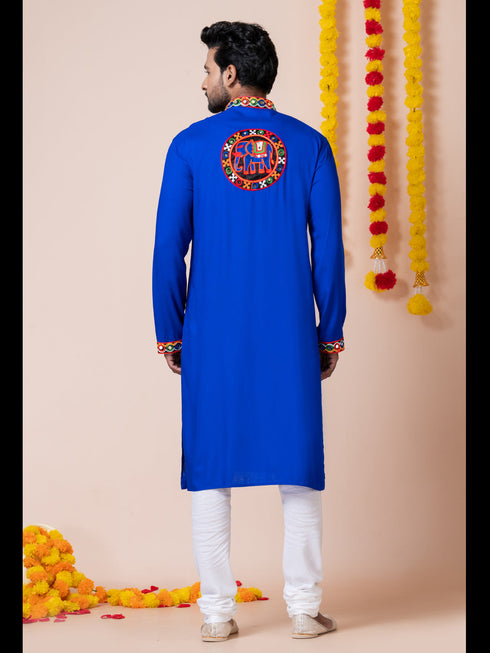 Blue Kurta Heavy Rayon Churidar Closure View