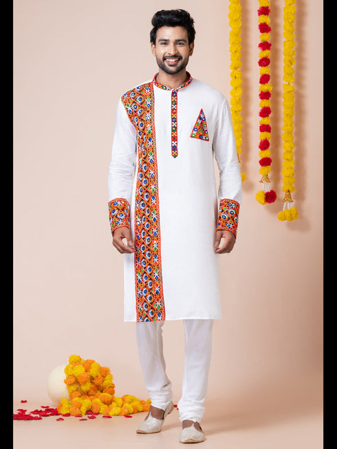 White Kurta Heavy Rayon Churidar