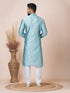 Sea Green Kurta Self Jacquard Silk with Butti Churidar Closure View