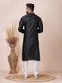 Black Kurta Self Jacquard Silk with Butti Churidar Closure View