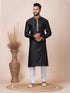 Black Kurta Self Jacquard Silk with Butti Churidar