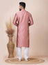 Dark Peach Kurta Self Jacquard Silk with Butti Churidar Closure View