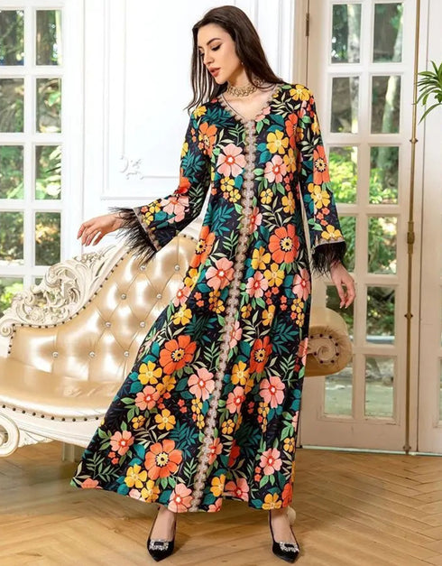 Feathery Flair: A Casual Abaya for All Seasons