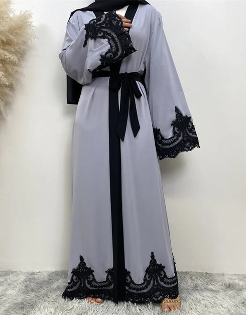 Modest Elegance for Every Season: Lace Adorned Abaya