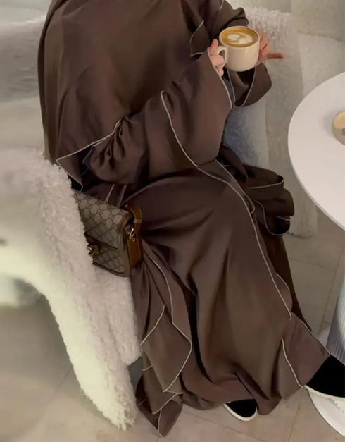 Eid Mubarak: Dubai Abaya Set with 3 Pieces for Women, Featuring Kaftan, Hijab, and Kimono
