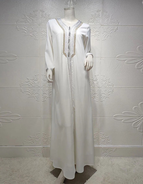Pure Elegance: White Kaftan Abaya Set from Dubai and Turkey